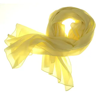 DOLCE ABBRACCIO by RiemTEX ® Schal Damen LADY SUNSHINE Seidentuch Tücher mit hohem Seidenanteil Pashmina Stola Tuch Halstuch in zartem Gelb Kopftuch Damen Seidenschal Elegante Schals (Zartgelb) - 180 x 90 cm