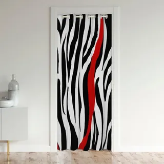 richhome Geometrische abstrakte weiße Tür Vorhang Privatsphäre, Wellen Linien Blackout Vorhang, Zebra Haut Streifen Tür Fenster Vorhang 1 Panel, 132x203