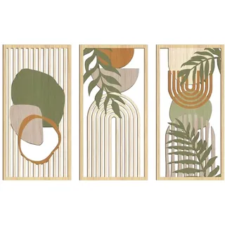 Boho Wanddeko, 3er-Pack Holz Moderne Wanddekoration, 20x40 cm, Minimalistische Wand Skulptur Kunst Dekoration für Wohnzimmer, Schlafzimmer, Flur