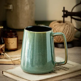 Cteahrow 700 Ml Keramik-Kaffeetasse, große Milchkaffeetasse, Teetasse, glatte Glasur für Kakao, Cappuccino, Latte, Müsli, spülmaschinenfest, mikrowellengeeignet (grün)