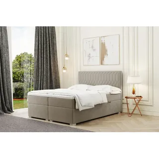 Boxspringbett Schlafzimmerbett DUSTY 180x220cm in Stoff Riviera Beige