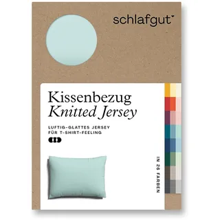 schlafgut Knitted Jersey Kissenbezug 70x90 cm Petrol Light Uni weicher Premium Kopfkissenbezug einzeln, faltenfrei mit Elasthan