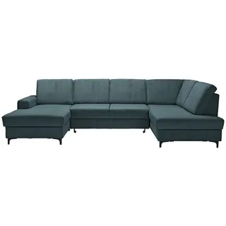 Stylife Wohnlandschaft, Petrol, Textil, 4-Sitzer, Ottomane rechts, U-Form, 317x185 cm, Made in EU, Rücken echt, Wohnzimmer, Sofas & Couches, Wohnlandschaften, Wohnlandschaften in U-Form