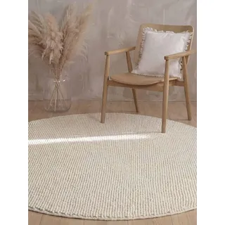 Ted Baker Diana natur,weiß, H:16mm Ø:200cm, Oberfläche: 100% Wolle, Rückseite: 100% Wolle, Teppiche, Wolle, Natur, Handgemacht, Wohnzimmer, Esszimmer, Schlafzimmer, Skandi