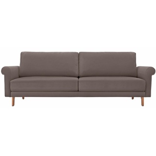 hülsta sofa 3-Sitzer hs.450, modern Landhaus, Breite 208 cm, Füße in Nussbaum beige|grau
