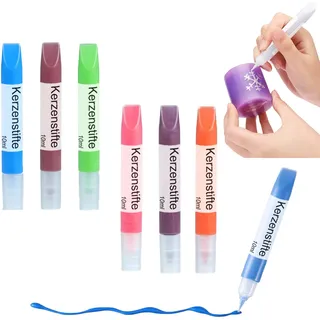Ovaletta 6 Stück Kerzenstifte, Kerzen Bemalen Set, Wachsstifte für Kerzen, Candle Pen für Kerzen, Kerzenfarbe, Dekorieren und Personalisieren von Kerzen, Keramik Bemalen Set, je 10 ml