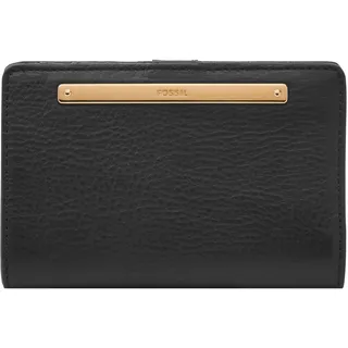 Fossil Damen Liza Leder Multifunktions Bifold Geldbörse für Frauen, Schwarz mit Gold, Einheitsgröße