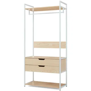 [en.casa] Garderobenständer Larem 180 x 84 x 40 cm Weiß / Eiche