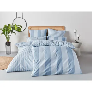 OTTO home Sari Linon Gestreift Blau 135 x 200 cm + 80 x 80 cm