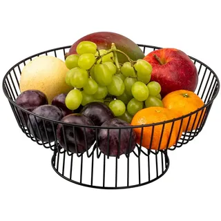 eluno Obstschale rund, aus schwarzem Metall, Metall schwarz Ø 28.5 cm x 28,5 cm