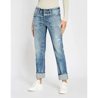 Gang Boyfriend-Jeans GANG "94NICA WORKER", Damen, Gr. 27, Normalgrößen, destroy denim, 90% Baumwolle, 2% Elasthan, 8% Polyester, unifarben, Ballonform lang, Jeans, im 5-Pocket-Style
