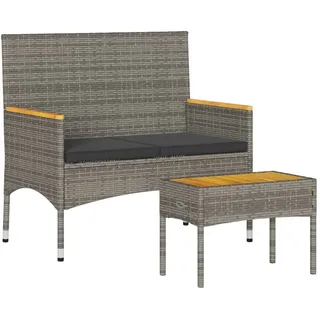 vidaXL Gartenbank 2-Sitzer mit Kissen und Tisch 110 x 60 x 85 cm Grau
