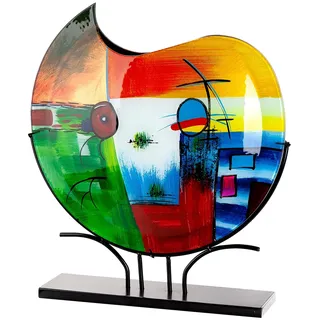 Gilde Glas Art Bodenvase Milano - Glas - Mehrfarbig glänzend - rund - Höhe 48cm x Breite 50cm - handbemalt und Nicht wasserdicht