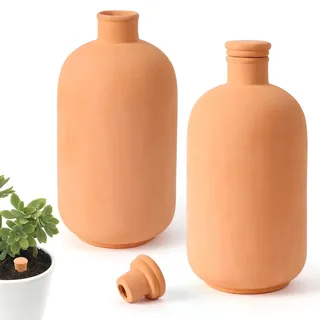 Ollas Selbstbewässernder Pflanzeinsatz, Terrakotta, 25,4 x 12,7 cm, Terrakotta, Ton, automatische Pflanzgeräte für Außen- und Innenpflanzen, selbstbewässernd, 2 Stück