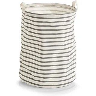 Zeller Present Wäschesammler Stripes Canvas Ø 38 cm x 48 cm Grau-Weiß