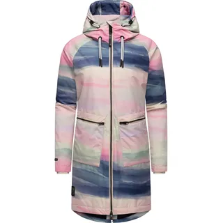 Ragwear Wintermantel Holstic Print Wasserdichter Winter Kurzmantel mit Kapuze beige