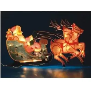 Fensterbild Weihnachtsbaum Fensterdeko beleuchtet Weihnachtsmann mit schlitten