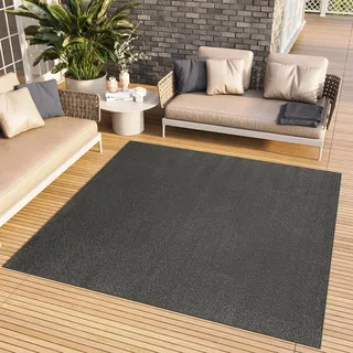 TAPISO Mono Quadrat Teppich Dunkelgrau Indoor Outdoor 250 x 250 cm | Kurzflor UV-beständig Einfarbig Wohnzimmer Schlafzimmer Kinderzimmer Modern Design OEKO-TEX