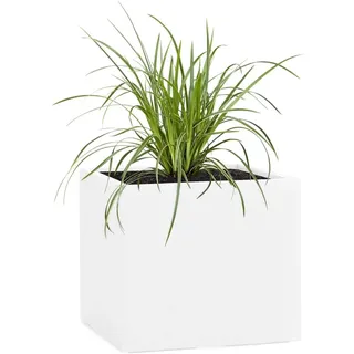 Pflanzwerk® Pflanzkübel Fiberglas Weiss Cube 38x44x44cm *Frostbeständige Blumenkübel* *Deutsche Premiumqualität* *Lotus-Effekt Imprägnierung*