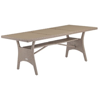 Casaria Gartentisch (1-St), Polyrattan 190x90x74cm mit Ablage WPC-Tischplatte Höhenverstellbar beige