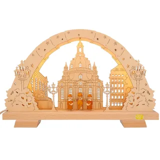 SCHENK HOLZKUNST Tietze Midi Schwibbogen Dresdner Frauenkirche LED