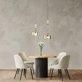 HONSEL PENDELLEUCHTE LED RAUCHGLAS  LAMPE LEUCHTE DIMMBAR SCHWARZ /GOLDFARBIG