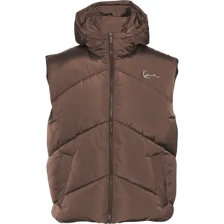 Steppweste KARL KANI "Karl Kani Unisex KM234-027-1 KK Chest Signature Puffer Vest", Damen, Gr. XXS, braun, 100% Polyester, Westen Steppweste