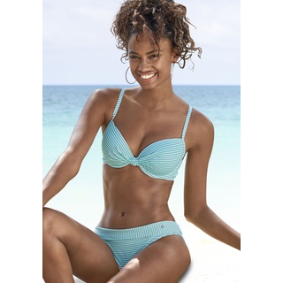 Bügel-Bikini S.OLIVER Gr. 42, Cup C, grün (mint, weiß) Damen Bikini-Sets Ocean Blue in Knoten-Optik