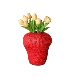 Erdbeervase, dekorative Vasen for Heimdekoration, Keramikvasen, niedliche Vase (Color : Red, Size : 8.3x9.3inch/21x23.5CM)