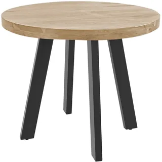 Esszimmertisch rund 140 cm Akazienholz naturfarben schwarz SOPHIA