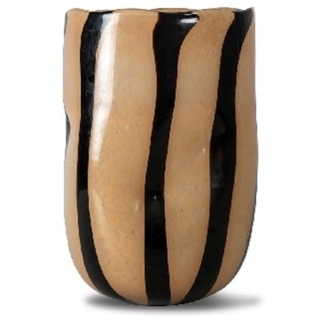 ByOn Vase Curt aus Glas in der Farbe Beige mit schwarzen Akzenten, Größe: 30cm, 5280604901