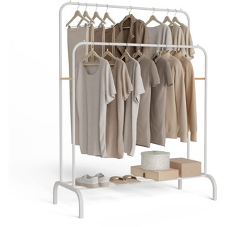 Newlux - Kleiderständer Metall bis 30 kg, Hangy Duo 30 mit doppelter Höhe. Kleiderständer aus Metall mit hoher Stabilität | einfache Montage | kratzfester Boden (115 x 50 x 150 cm) | Weiß