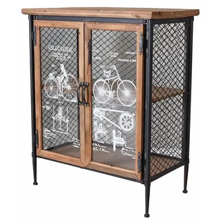 Vintage Anrichte „LOFT STUDIO“ – Industrial Sideboard mit Glas & Metall | 80 cm