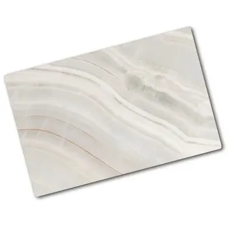 Tulup Schneidebrett Spritzschutz Herdabdeckplatte Glas Frühstücksbrett Schneideplatte, (1-St), Kunst: Modern & Klassisch, Marmor Textur, Beige 80 cm x 52 cm
