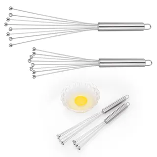 Kssvzz 2 Stück Schneebesen Set - Edelstahl-Kugeln, Schneebesen in 2 Größen (10 Zoll/26 CM und 12 Zoll/30 CM) zum Kochen, Mischen, Schlagen und Rühren