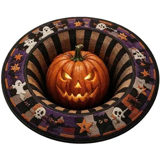 3D-Halloween-Teppich ,3D Teppich Optische Täuschung Round Rutschfester Rug | 3D Illusion Fußmatte Halloween Deko Gruselig Lustige, Bodenmatte mit Wirbel-Illusion, Für Badezimmer Und Eingangsbereich