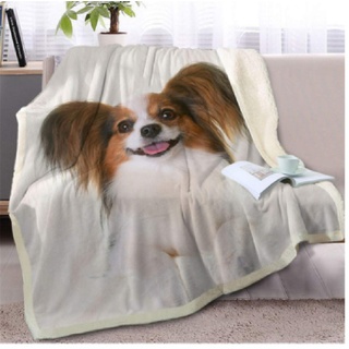 Morbuy Samt Leichte Decke, 3D Kuscheldecke Sofadecke Bettüberwurf Erhältlich Decke Tagesdecke Decke für Sofa und Bett Falten-beständig Schmusedecke (150x130cm,weißer Hund)