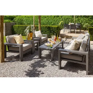 HARTMAN Titan Gartenlounge, seal grey, Aluminium, Lounge- & Beistelltisch, inkl. Auflagen