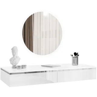 lookway Schminktisch, AURORA SILVER Hängend Hochglanz, Weiß