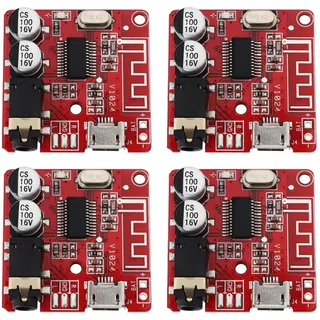 ECSiNG 4 x Bluetooth 4.1 MP3-Audio-Auto-Verstärker-Modul XY-BT Mini-Leiterplatten-Decoder 3,5 mm Stereo und Micro-USB-Empfängermodul für Lautsprecher 30 x 30 mm