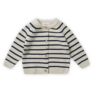stellou & friends Gestreifte Strickjacke in weiß | Gr.: 74/80