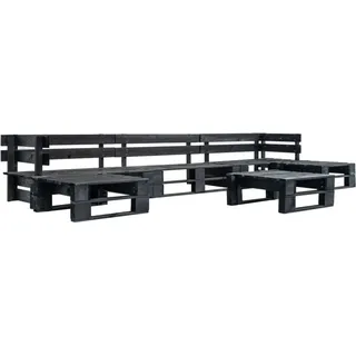 Maison Exclusive - 6-tlg. Garten-Paletten-Sofagarnitur Schwarz Holz - Schwarz