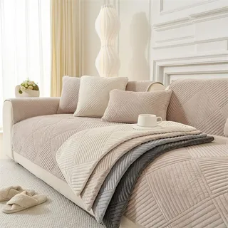Rutschfeste verdickte Sofabezug,90x160cm Couchbezug,2 Sitzer,Dicke Sofa ,Antirutsch Sofahusse,Möbelschutz,Khaki Sofa-Matte. - Beige