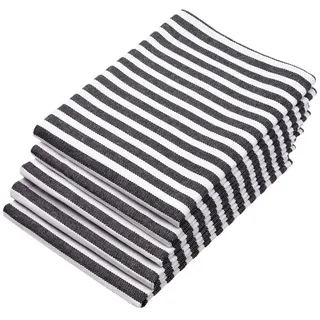 ZOLLNER Geschirrtuch Malmö 50 x 70 cm, 100% Baumwolle, weiß-schwarz, gestreift- 5 Stück