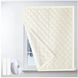 Rosnek Gardine Thermovorhang Fenster Kälteschutz mit Magnetverschluss & Magic Tape, für Wohnzimmer und Schlafzimmer, Winter und Sommer beige 99 cm x 160 cm