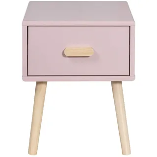 Rebecca Mobili Nachttisch für Kinder, Möbel für Kinderzimmer, Rosa Braun, Kiefern MDF, mit 1 Schublade mit Führungsschienen, Platzsparend - Maße HxBxT: 44 x 35 x 35 cm - Art. RE6977