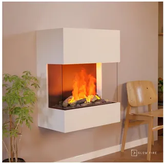 GLOW FIRE Elektrokamin Kästner Wall Wasserdampf Kamin, Elektrischer Kamin, Wasserdampfkamin mit 3D Feuer und Knisterfunktion weiß