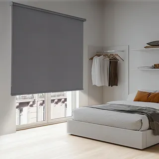 Verdunklungsrollo für Innenbereich Fenster und Balkontür Blackout Rollo Thermorollo Montage mit Bohren an Wand oder Decke STORESDECO Verdunkelungsrollo Grau 200x250 cm Stoffbreite 196,5 cm