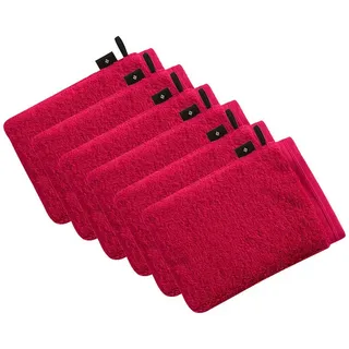 Vossen Waschhandschuh 6er Pack Waschhandschuh 22 x 16 cm Vegan Life, Frottier (Spar-Set, 6-St) rot