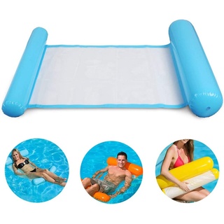 Aufblasbare Wasser-Hängematten-Bettliege, leichtes Schwimmbett, faltbare Liege, Schwimmsessel-Matte (Blau)